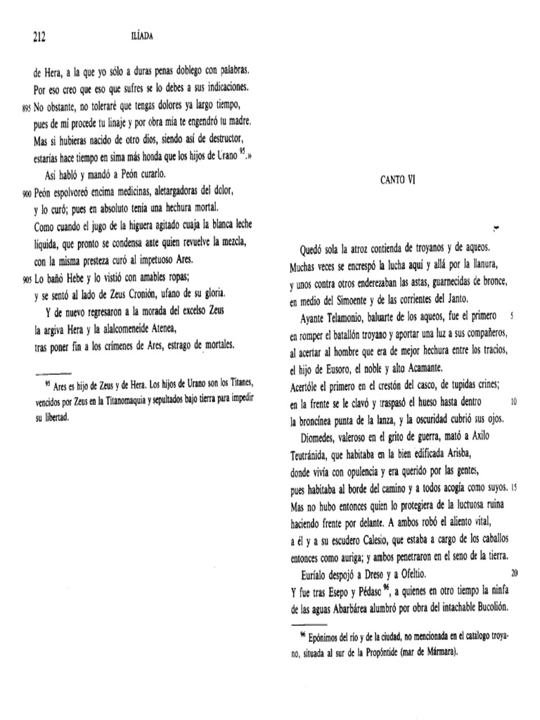 Resumen del Canto 6 de la Ilíada | PDF | Héctor | Hera