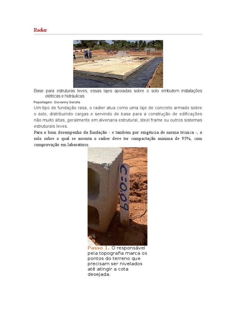 Passo A Passo Para Construção De Um Radier Da Preparação Do Terreno à