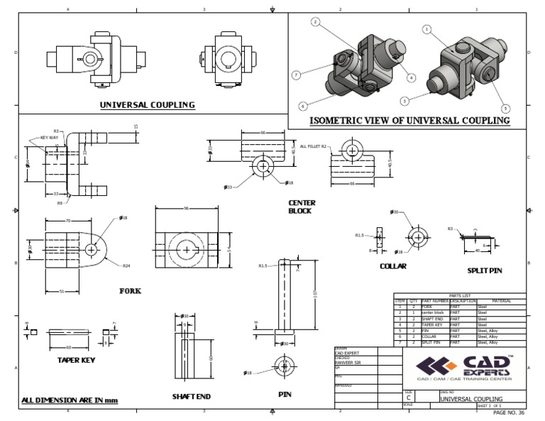 universal coupling autocad drawing 2d reddressartdrawing