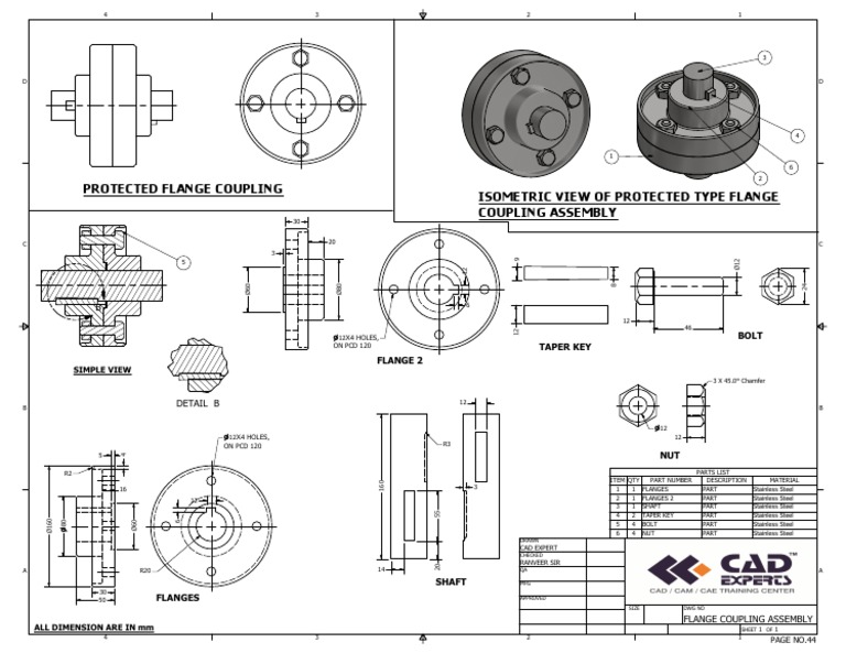 44_flange Coupling Assembly Final Screw Mechanical Engineering