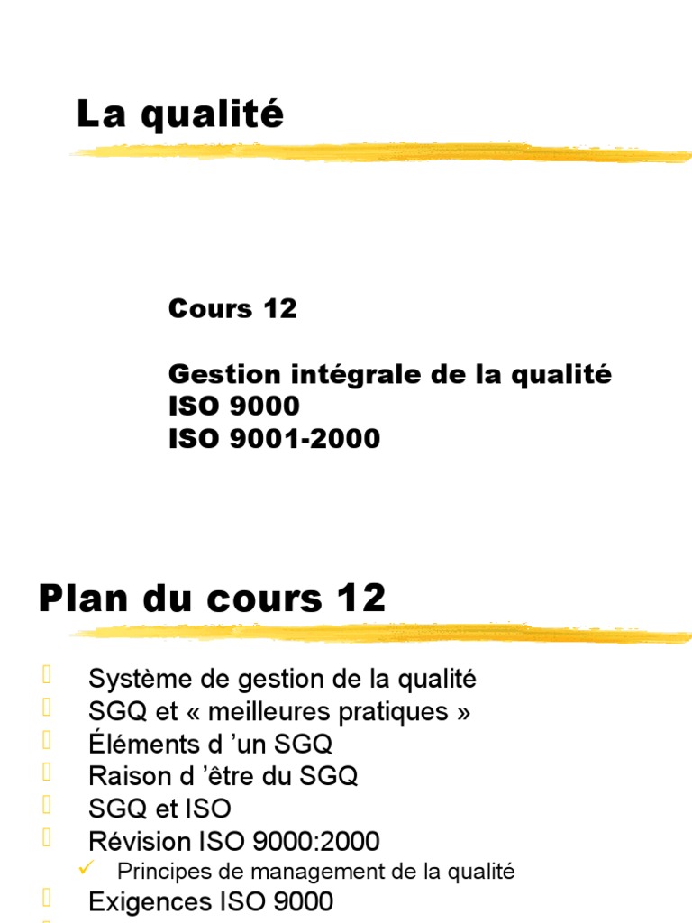 Gestion de la qualité et normes ISO 9000 | PDF | Management de la ...
