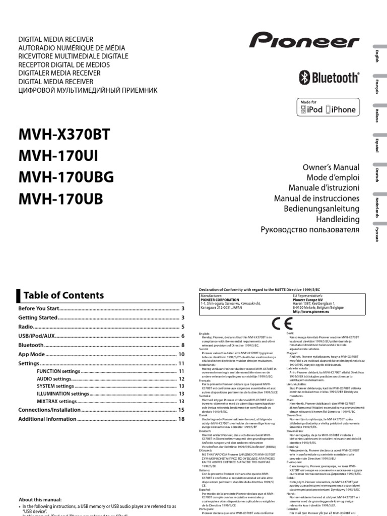 MVH 170UBG Manual | PDF | I Pod | Bluetooth