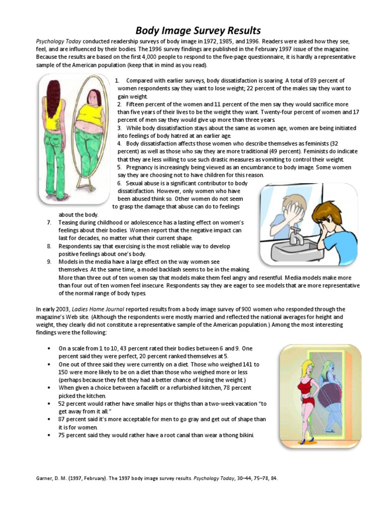 Body Image Survey Insights 1996-2003 | PDF | Body Image | Behavioural ...