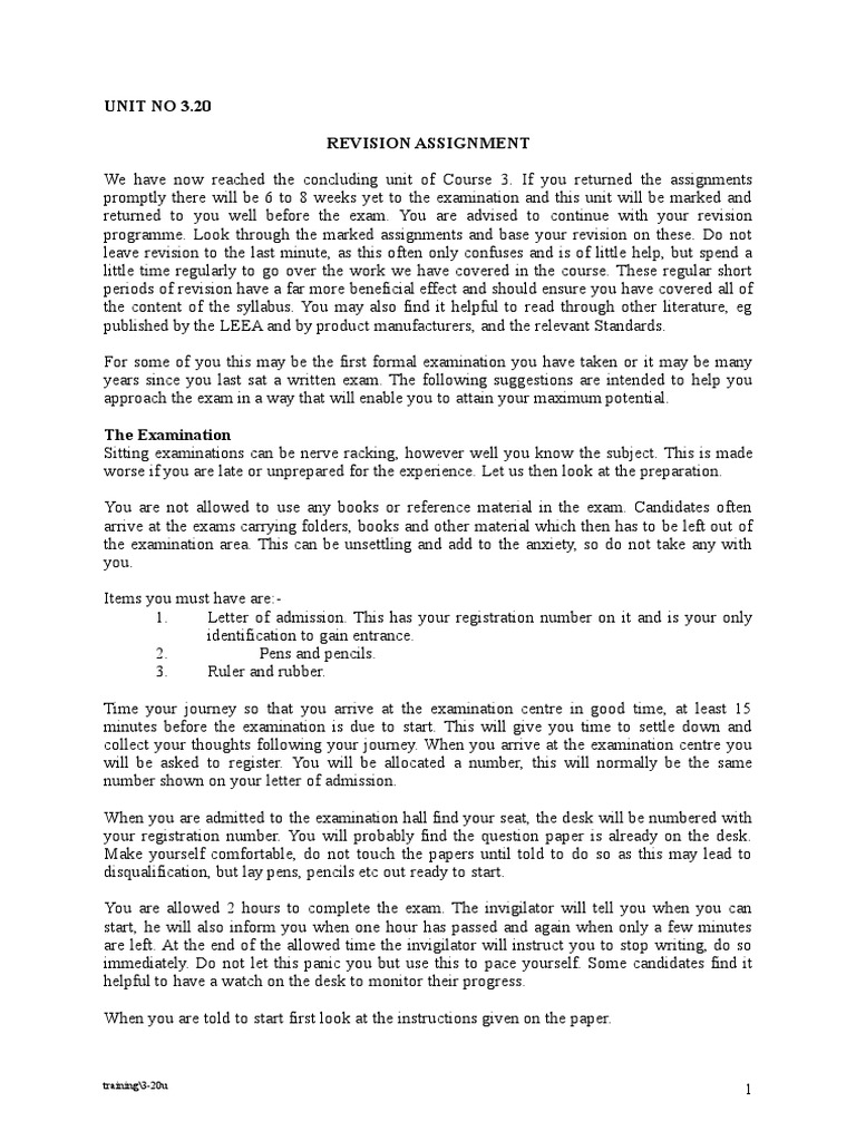 UNIT NO 3.20 Revision Assignment: Training/3-20u | PDF | Test ...