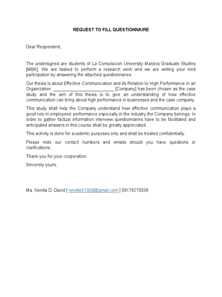 Letter To Respondents PDF