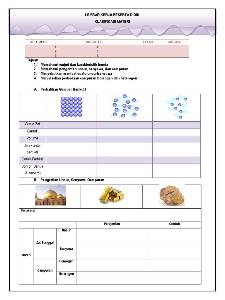 Lkpd Klasifikasi Zat Materi Smp Kelas 7