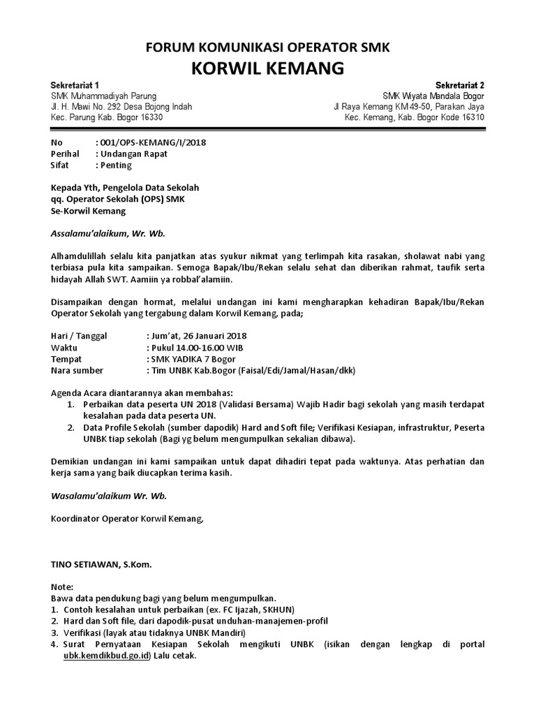 62 Contoh Surat Undangan Rapat Ipm Terbaru