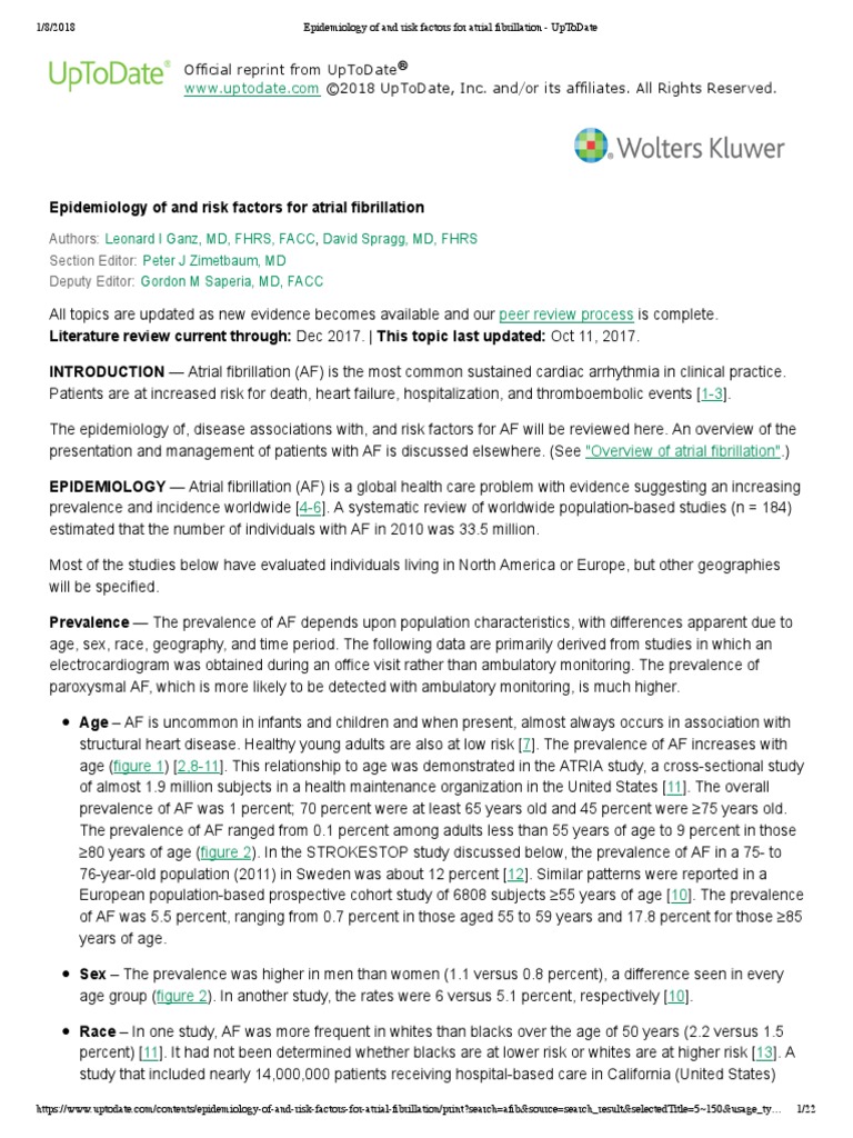 Epidemiology of and Risk Factors For Atrial Fibrillation - UpToDate ...