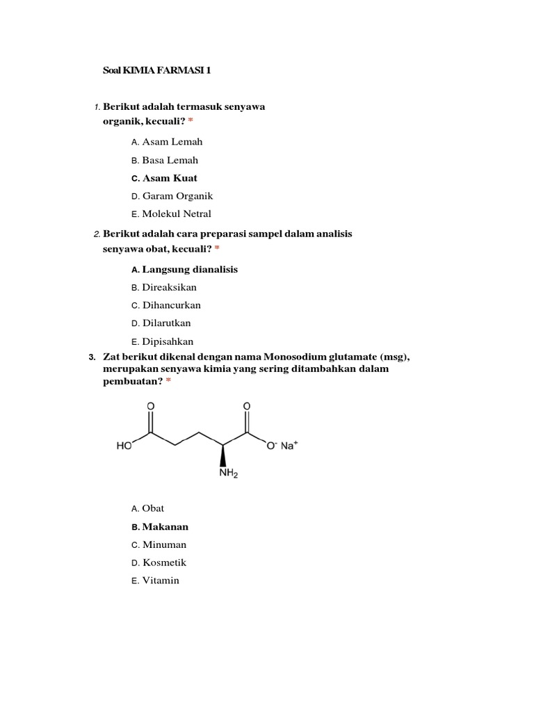 Contoh Soal Kimia Farmasi Dan Jawabannya - Soal Kelasmu