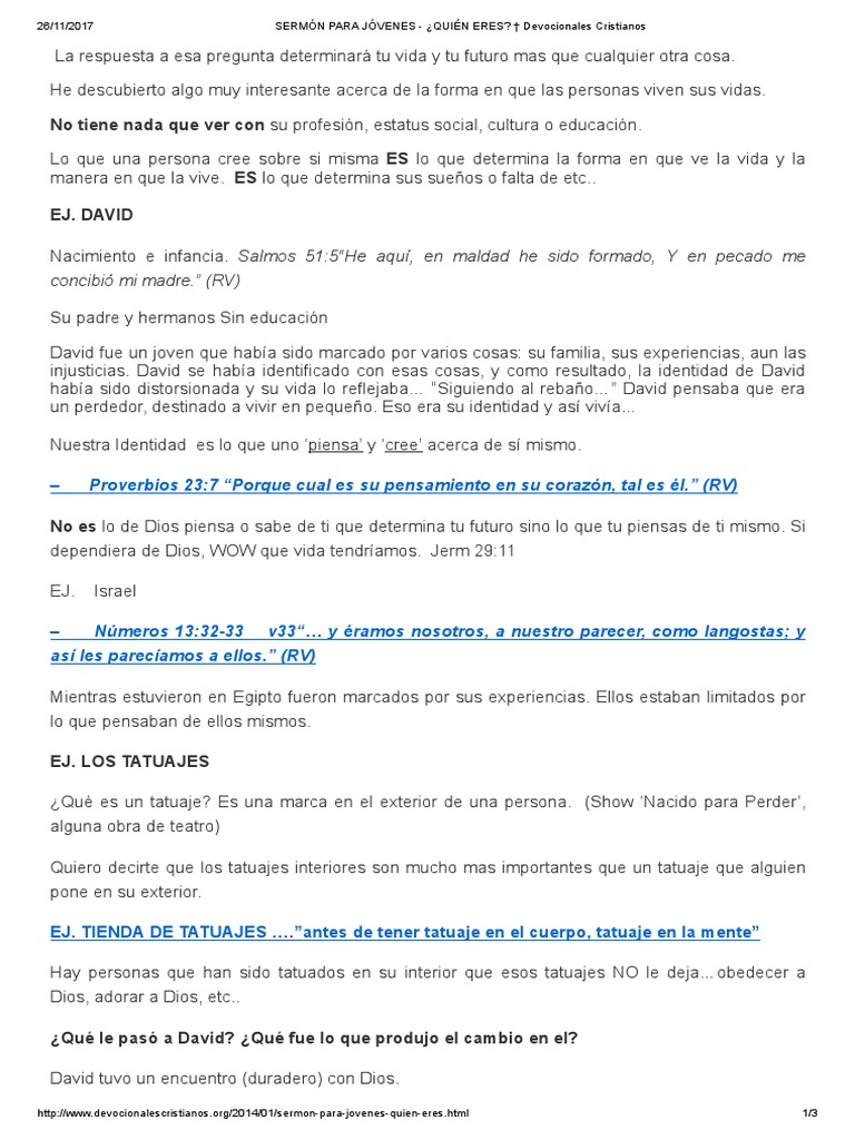 Sermón Para Jóvenes ¿Quién Eres_ † Devocionales Cristianos David Tatuaje
