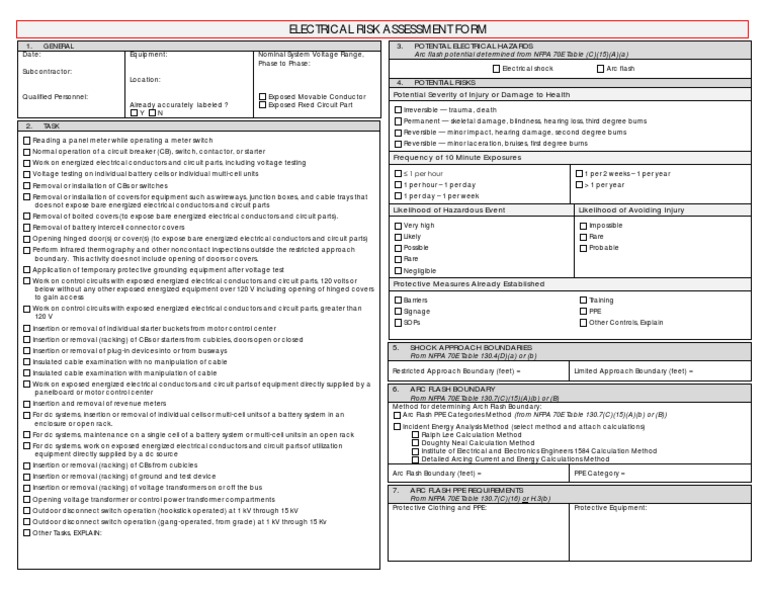 Electrical Risk Assessment Form | Direct Current | Electricity