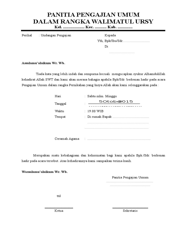 42 Contoh Undangan Pengajian Nikah Gratis Terbaik