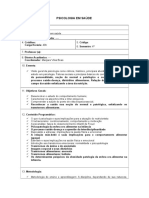 Psicologia em Saúde - Plano de Disciplina