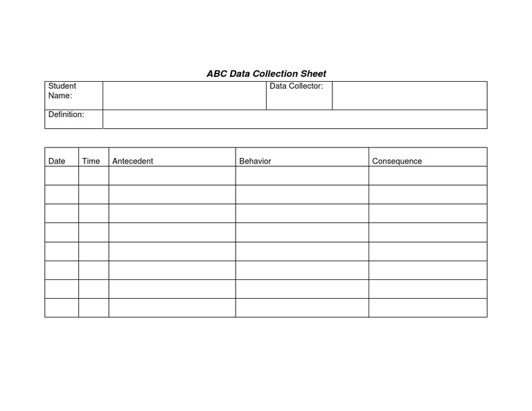 ABC Data Collection Sheet Template | PDF