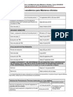 Calendario Academico Matricula MU 2018 19