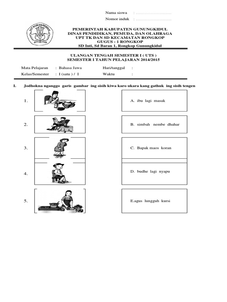 Soal Uas Bhsa Jawa Kls 1 Sd