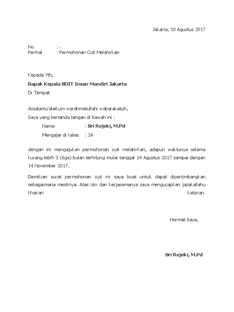 Surat Permohonan Cuti