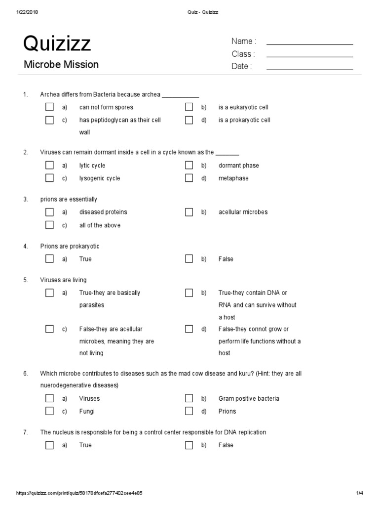 Quiz Quizizz PDF Cell (Biology) Bacteria
