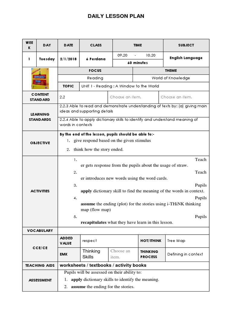 Lesson Plan Yr 6 Week 2 | PDF | Lesson Plan | Teachers