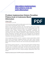 Problem Implementasi Sistem Peradilan Pidana Anak Di Indonesia Masih Ditemukan