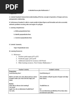 5 Lesson Plan Perpendicular Lines