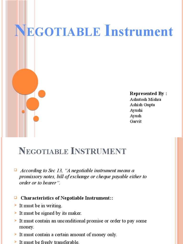 NI Final | PDF | Negotiable Instrument | Cheque