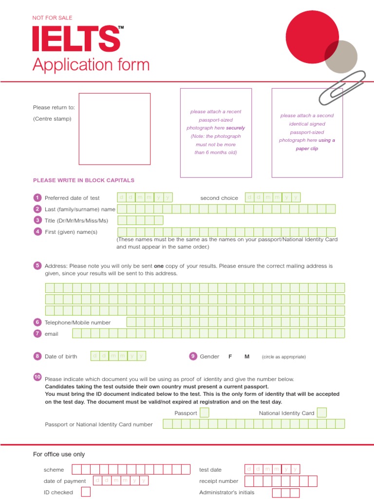IELTS Application Form | PDF | International English Language Testing ...