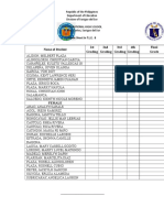 Grade Sheet Blank