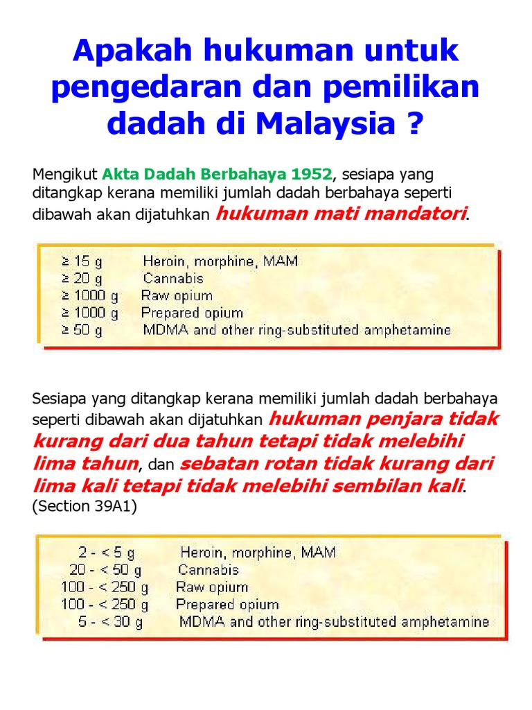 Apakah Hukuman Untuk Pengedaran Dan Pemilikan Dadah Di Malaysia Pdf