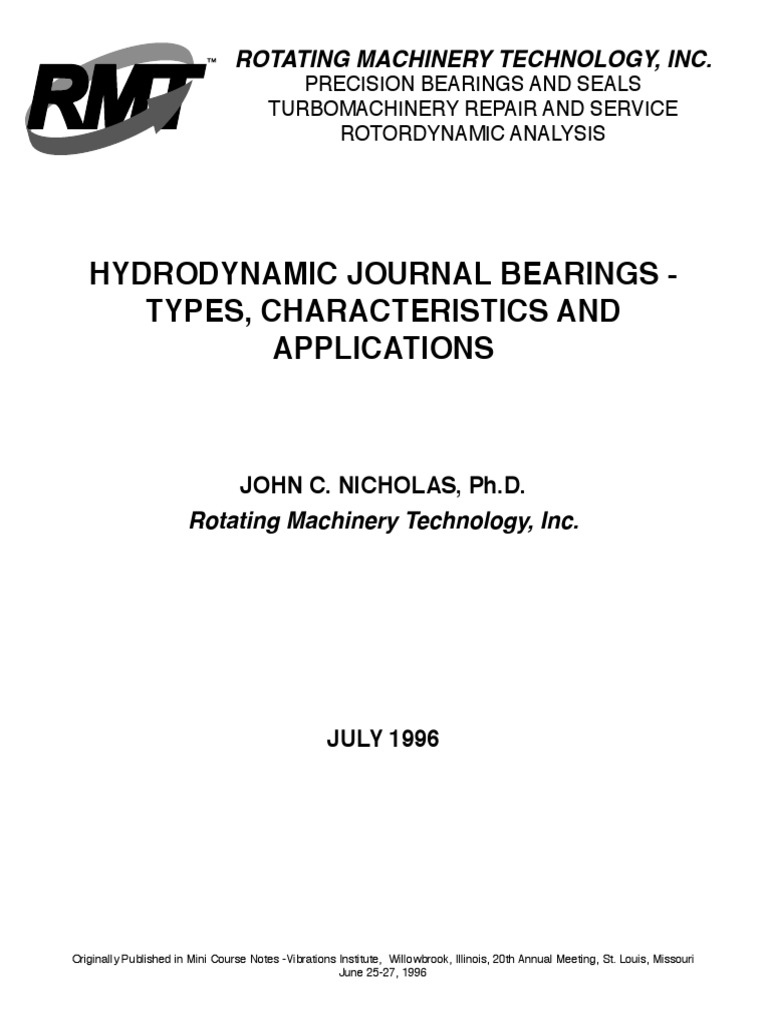 Hydrodynamic Journal Bearings Guide | PDF