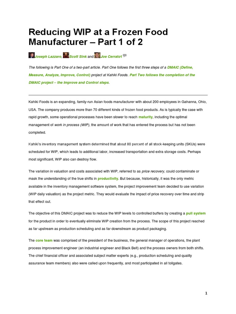 Lean Case Study Part I Pdf Inventory Production And Manufacturing
