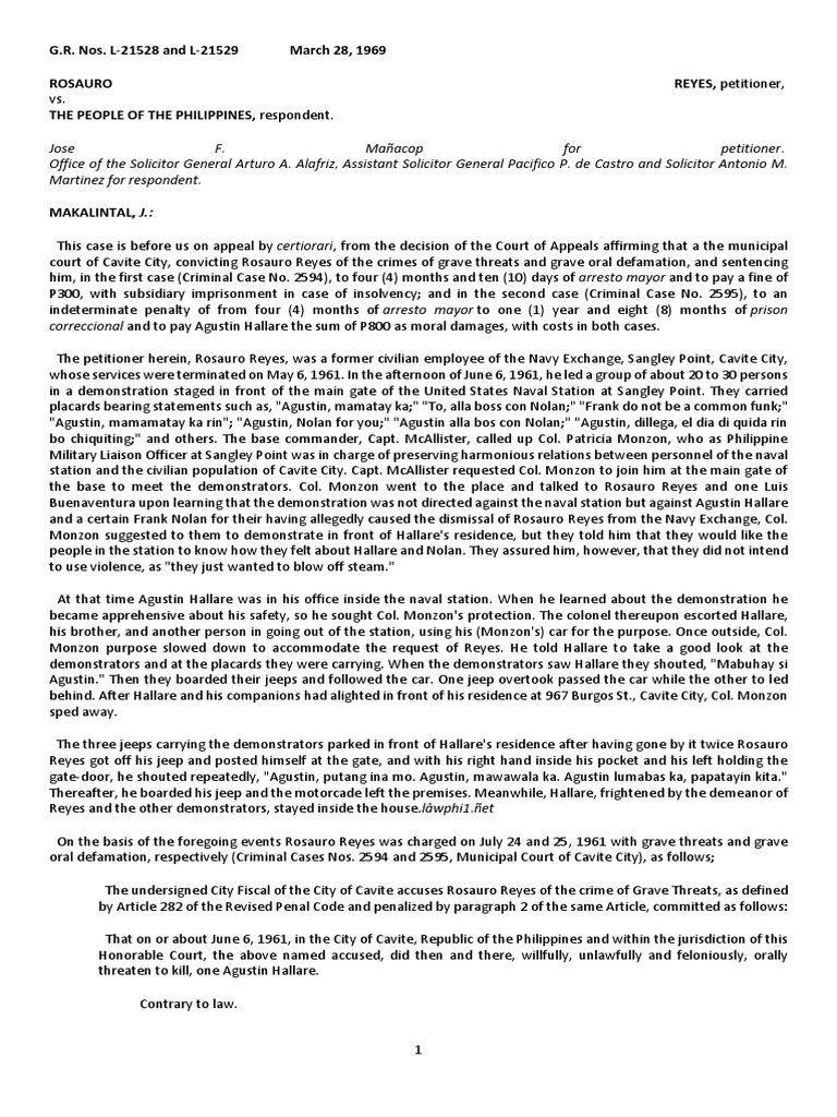 Grave Threat Cases PDF Defamation Arraignment