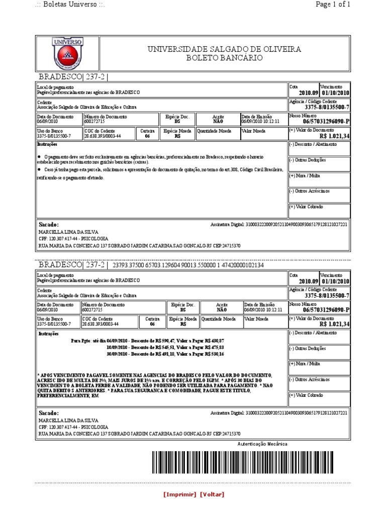 Download Boleto De Faculdade Falso