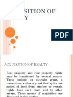 Acquisition of Realty