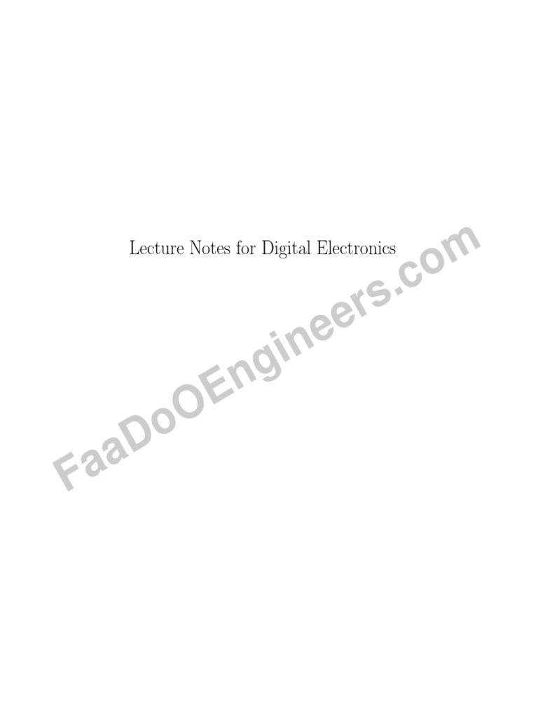 Digital Electronics Notes PDF PDF Digital Electronics Logic Gate