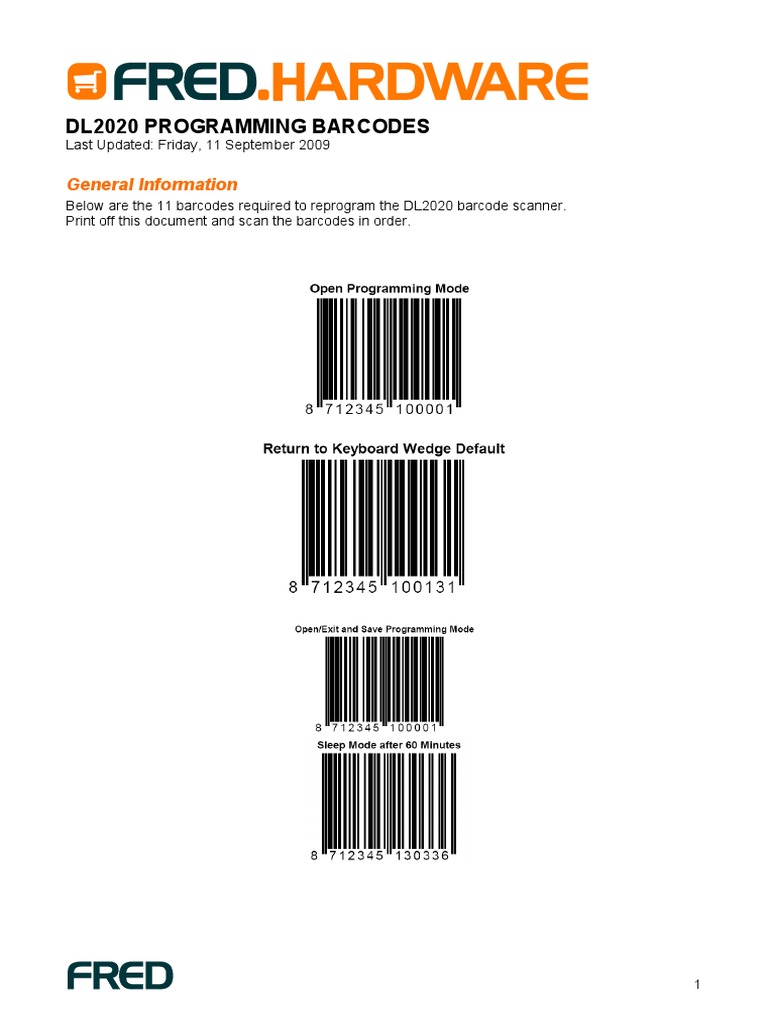 DL2020 Programming Barcodes PDF | PDF