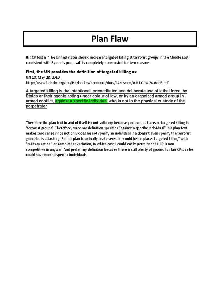 Critique of Targeted Killing Proposal | PDF | Politics