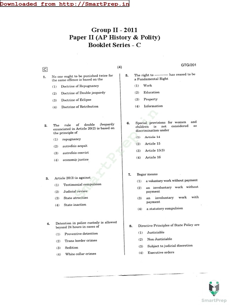 2011 Group 2 Paper 2 With Key | PDF
