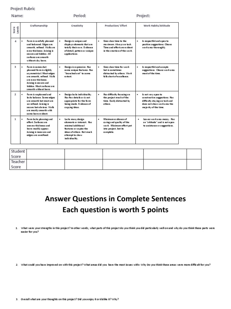Clay Rubric PDF Behavioural Sciences Cognition