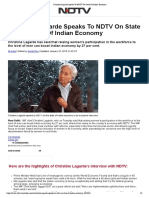 Christine Lagarde Speaks to NDTV on State of Indian Economy