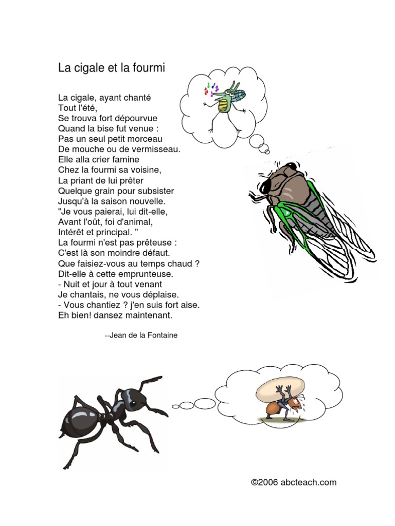 La Cigale Et La Fourmi Texte à Imprimer La Cigale Et La Fourmi | PDF | Loisirs | Divertissement (Général)