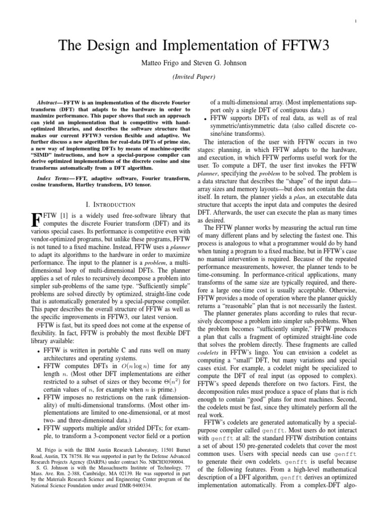 FFTW Paper Ieee PDF | PDF