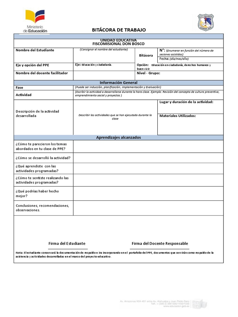 Introducir 74+ imagen modelo de bitacora para docentes