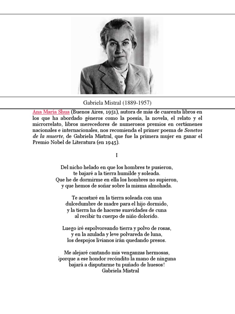 Sonetos De La Muerte I Gabriela Mistral Pdf