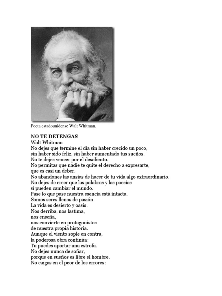 No Te Detengas - Walt Whitman