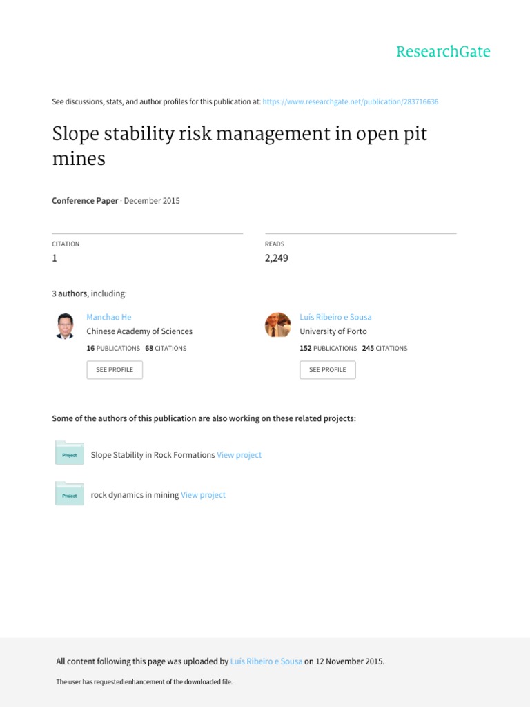 Slope Stability Risk Management in Mining | PDF | Threat (Computer) | Risk