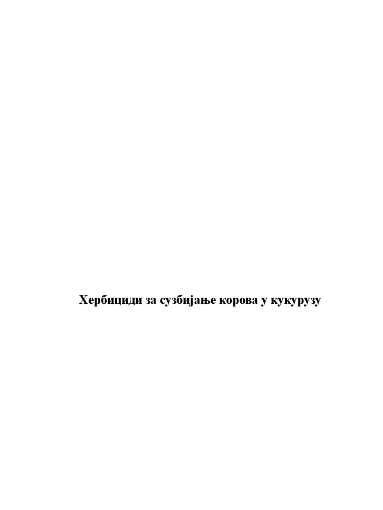 Herbicidi Za Suzbijanje Korova U Kukuruzu | PDF