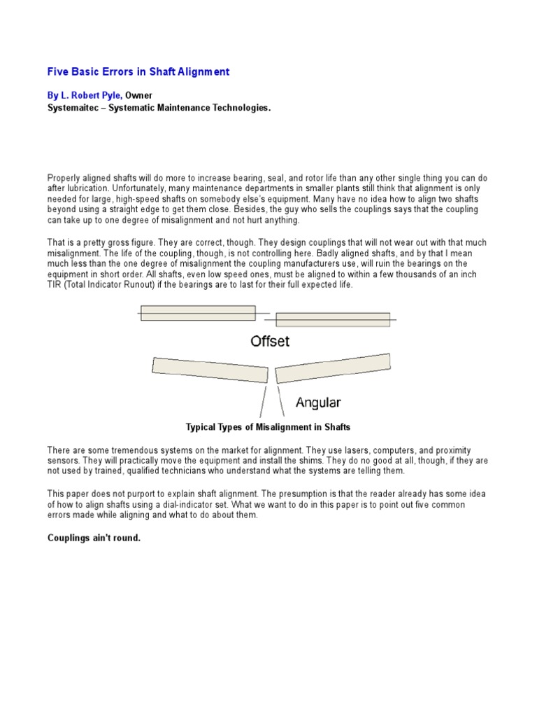 Five Basic Errors in Shaft Alignment | PDF | Mechanical Engineering ...