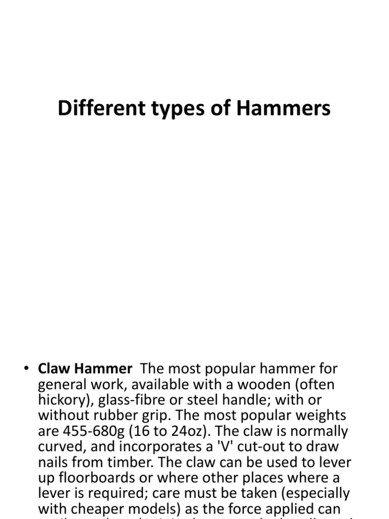 Types of Hammers and Their Uses | PDF | Hammer | Equipment