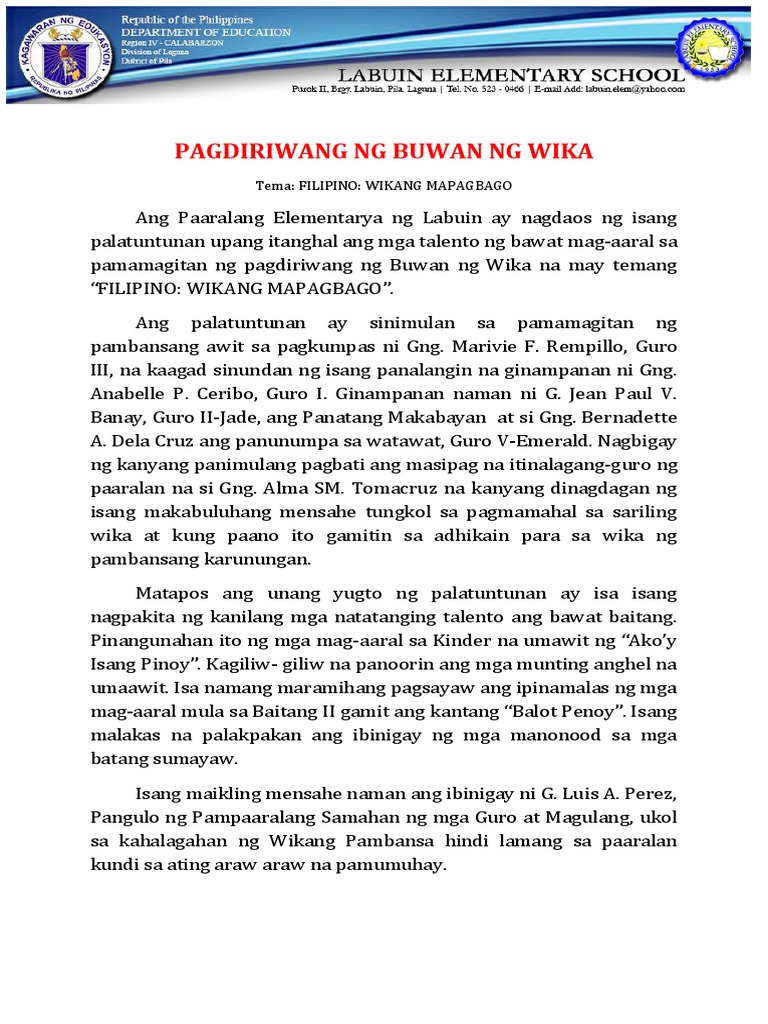 Buwan Ng Wika - Narrative